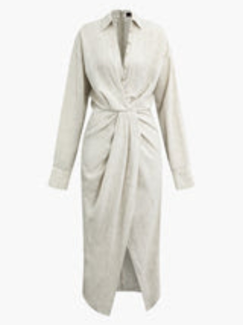 Wheat Colored Twist-Front Linen Shirt Dress